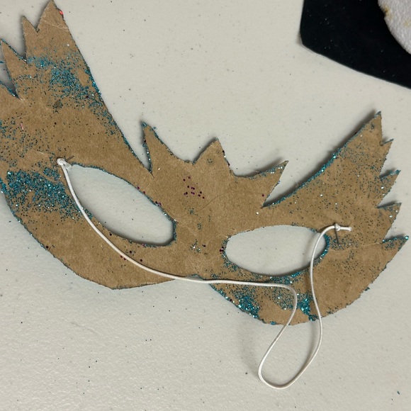 Glittered Turquoise Masquerade Face Mask - Picture 6 of 9